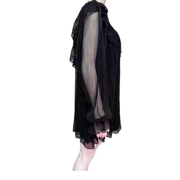 Tularosa Black‎ Sheer Ruffle Mini Dress Boho Romantic Long Sleeve Small NWT - Picture 4 of 12